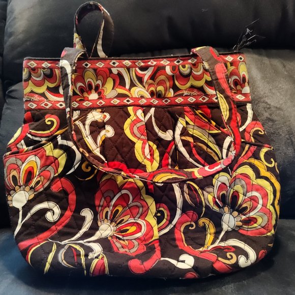 VERA BRADLEY PUCCINI ROUND TOTE - ZIP CLOSE - GREAT CONDITION - Picture 2 of 7